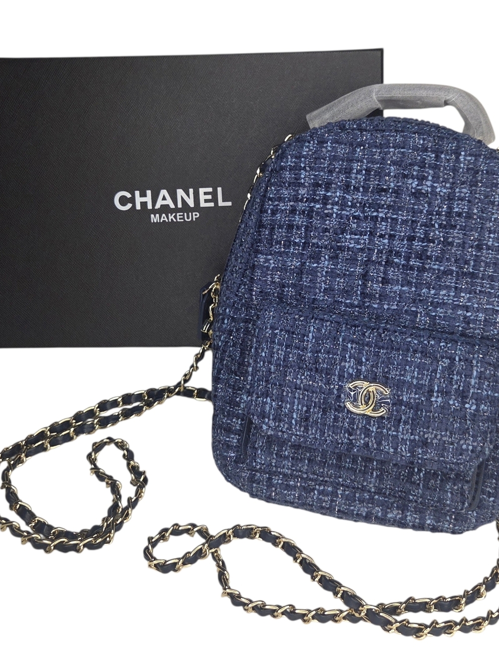 Chanel Blue Tweed Mini Backpack with Box - GWP